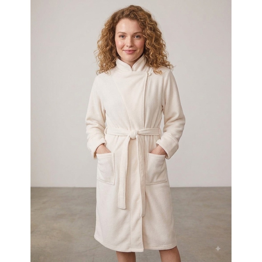 L.L. Bean Fleece Robe Womens 2XL Cream Excellent Vtg - Picture 7 of 7